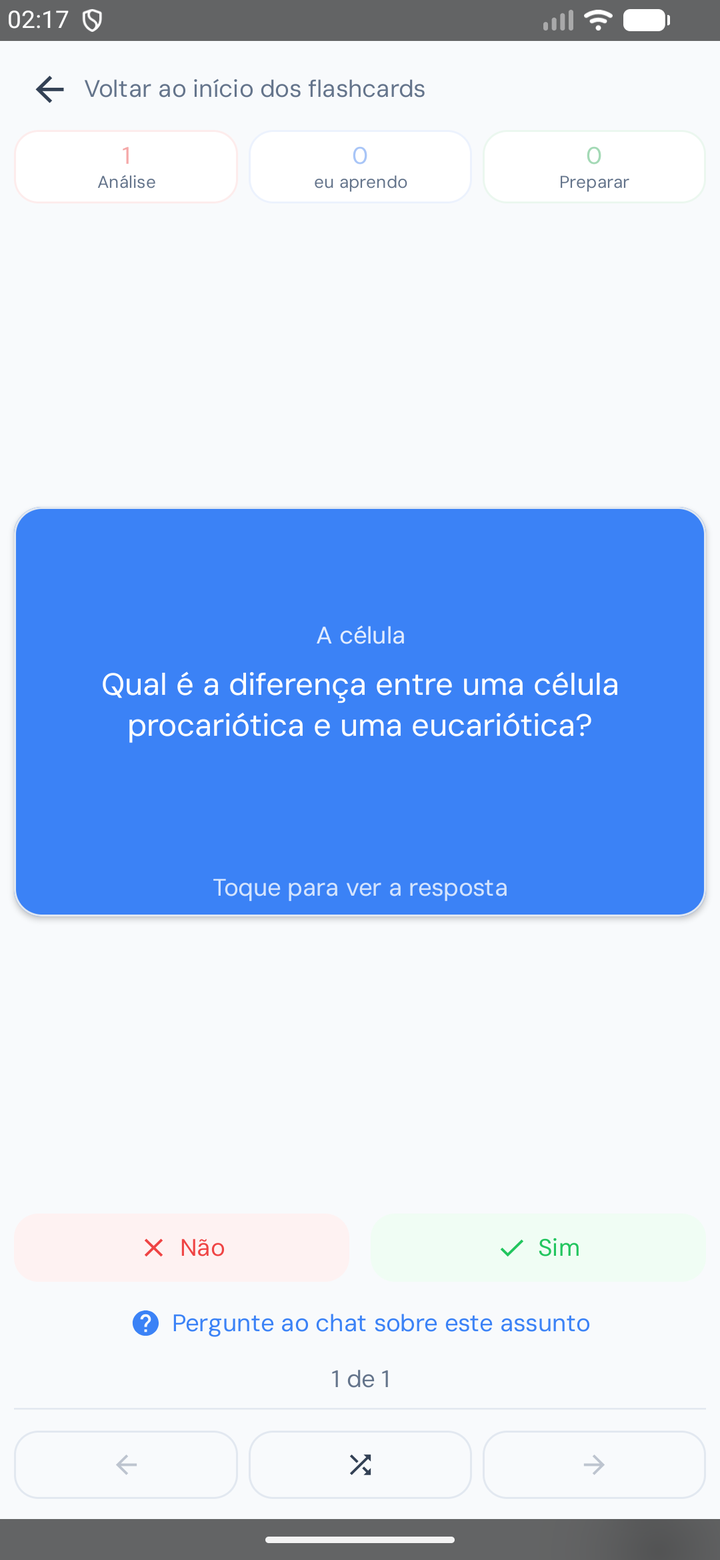 Flashcards gerados pelo ROBI a partir de uma aula